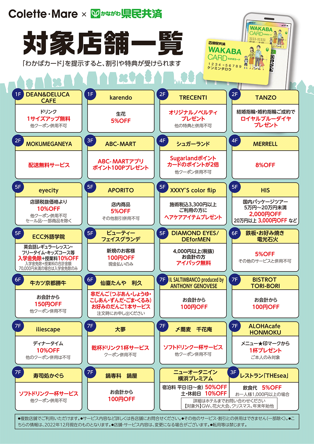 コレットマーレカード 神奈川県民共済 わかばカード のご案内 コレットマーレ